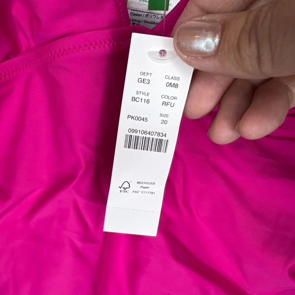 J.Crew Long-Torso Ruched V-Neck One-Piece Swimsuit Size 20 Fuchsia Pink NWT - Picture 5 of 7